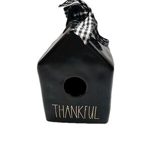 Rae Dunn Artisan "Thankful" Unique Black‎ Ceramic Birdhouse By Magenta.